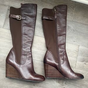 Size 7.5 Brown Franco Sarto tall wedge boots